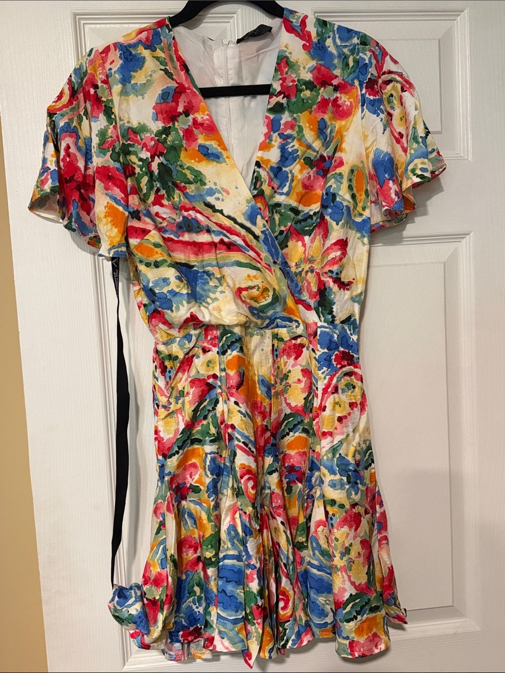 AX Paris Floral Watercolor Wrap Mini Dress in Multi-Color